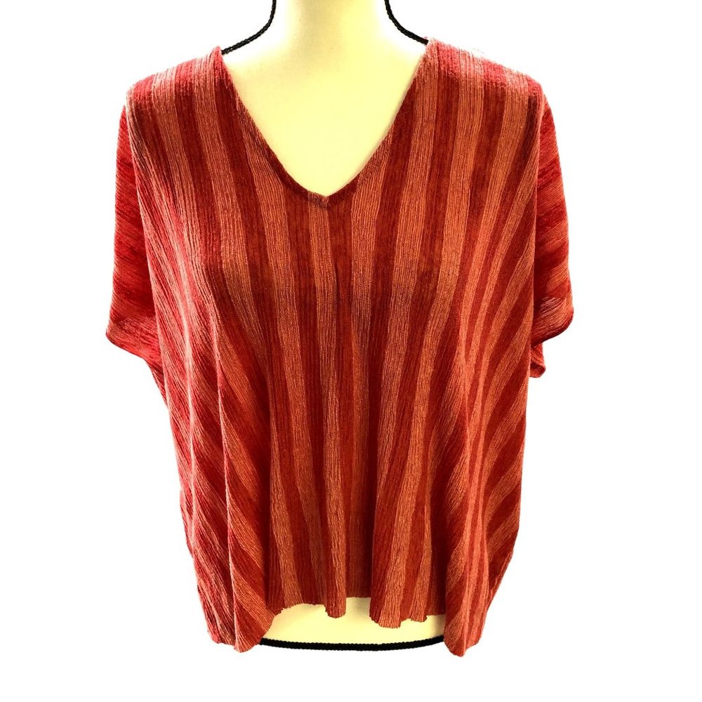 Zara Poncho Top Womens Small S Red Pink V-neck Boho Dolman Boxy Lightweight